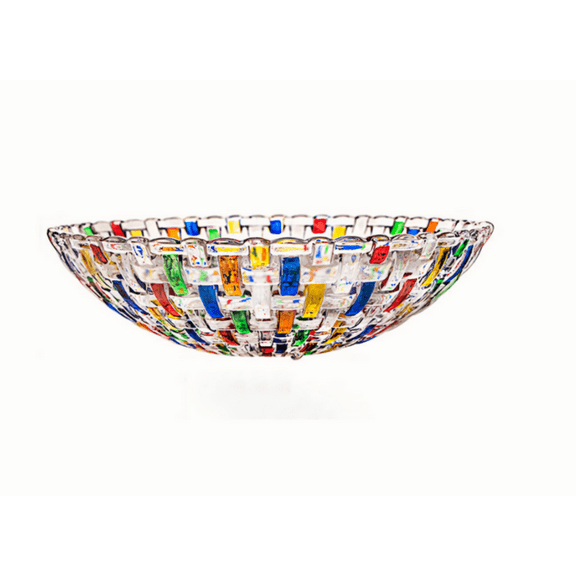 High-Grade Crystal Glass Colorful Fruit Candy Snack Salad Bowl, Hand Painted Art Glass Crystal Woven Plates for Home,Office,Wedding Decor, Party, Server