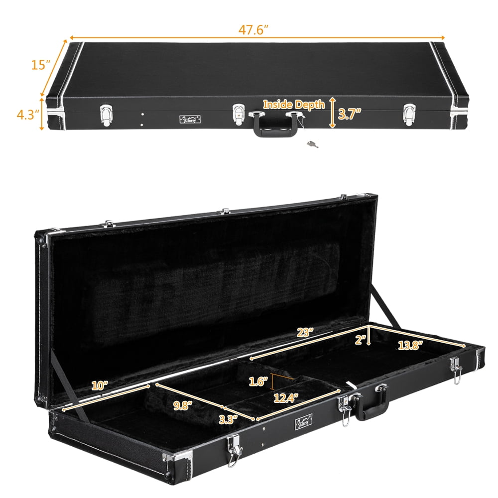 High Grade Electric Guitar Square Hard Case Flat Black