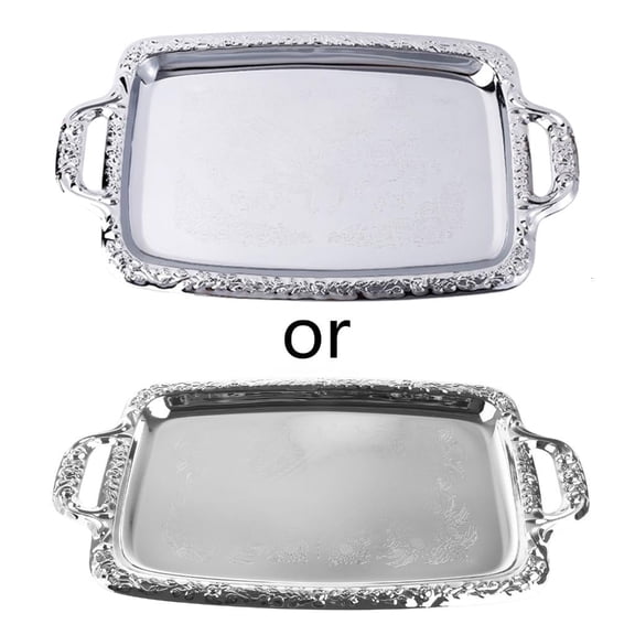 ZAXLVG European Silver Plate Metal Rectangle Serving Tray for Fruit Sugar KTV Hotel Wedding Party Use