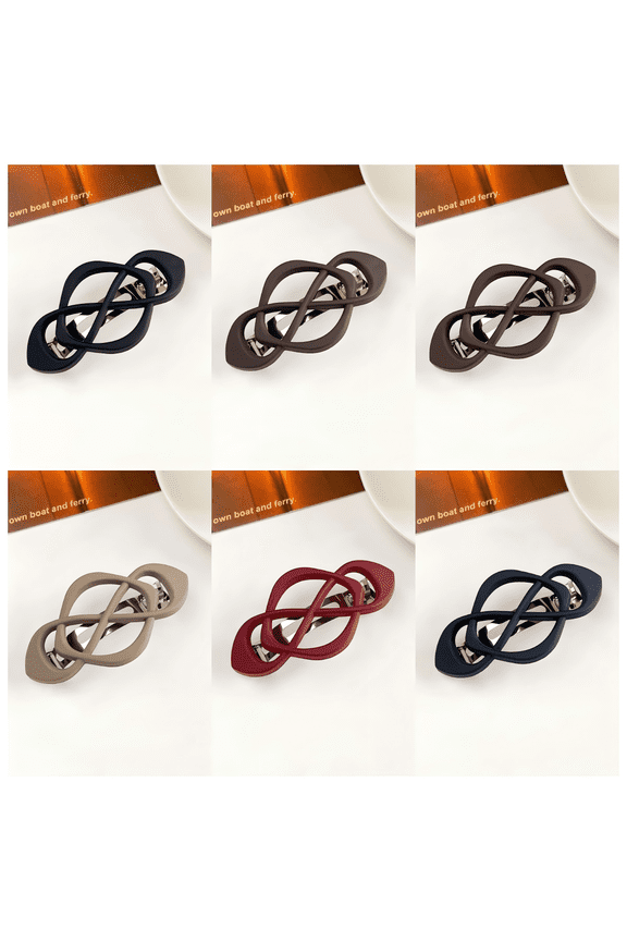 High Grade Marble Pattern Chinese Knot Cross Clips Half Ponytail Spring Barrettes Ladies 6pcs