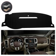 SPEEDWOW PU Leather Dash Pad for 2007 - 2013 Silverado & Sierra, 2007 - 2014 Tahoe, Suburban, Avalanche, Yukon, Sun Protection Anti-Vertigo Mat Blanket, Waterproof Non-Slip Dashboard Cover, Black