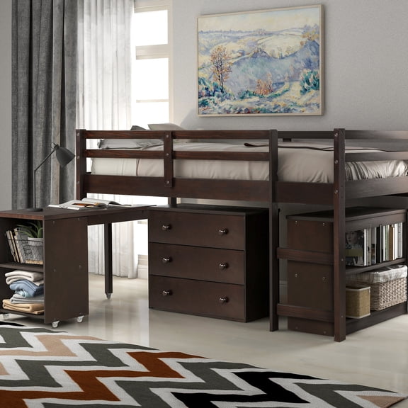 High - Grade Pinewood - Loft Bed with Ladder - Bedroom - Secure and Easy - to - Access Bed