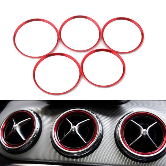 High Grade Red Aluminum Air Vent Outlet Cover Rings For Mercedes For Benz A Class W176 A200 A180 A220 Cc Pack Of 5