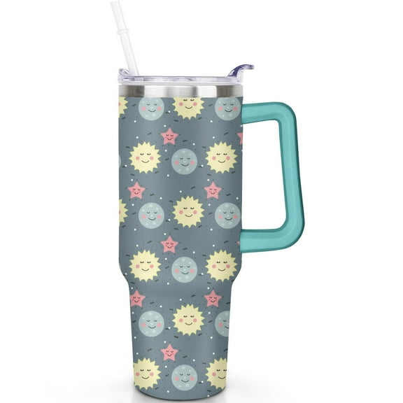 High-Grade Stainless Steel 40oz Space Tumblers with Lids Straws Vacuum Insulated Space Tumbler with Handle Flip Straw Lid