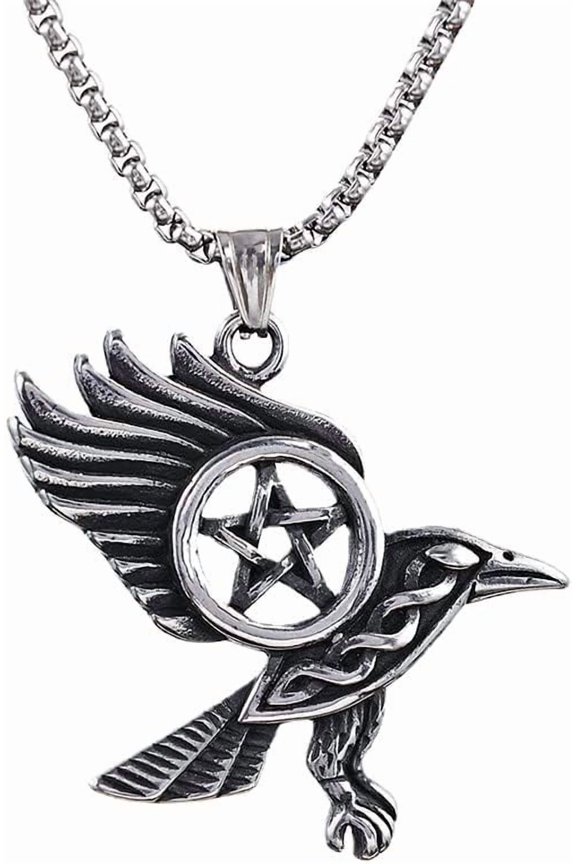 High-Grade Stainless Steel Eagle Wings With Star Pendant Necklace[i894]