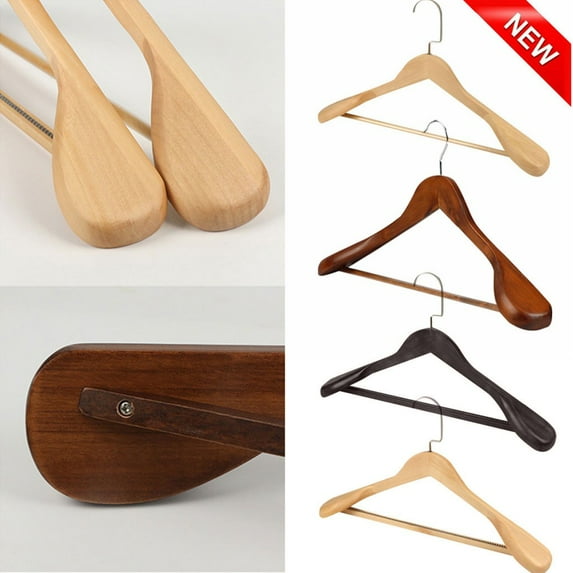 High-Grade Wide Shoulder Wooden Coat Hangers - Solid Wood Suit Hanger, Anti Slip for Jackets Coats Home Hotel Vintage Style Garment Hanger Size Approx