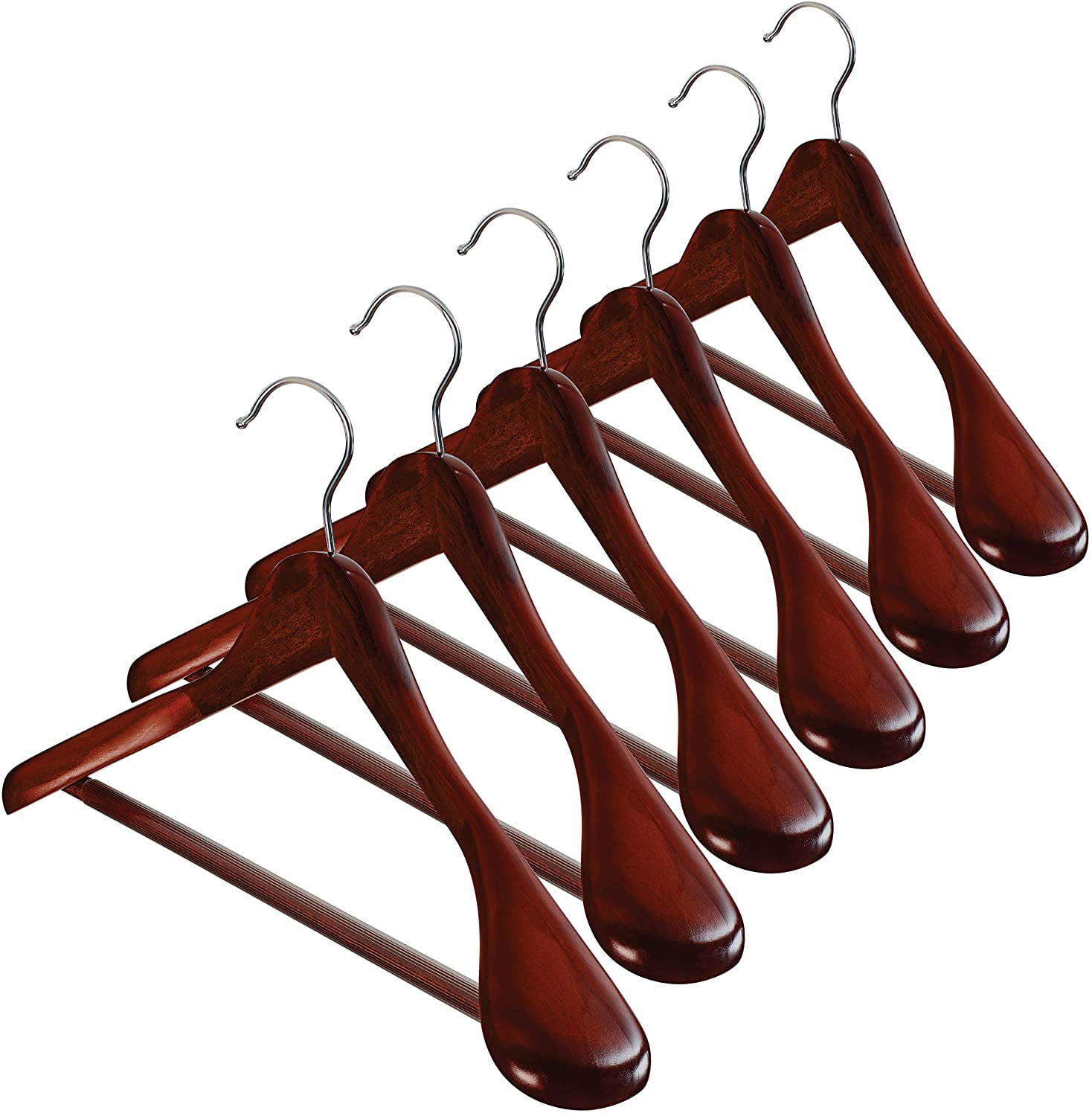 50 Pack Wooden Clothes Hangers Wooden Suit Hangers with Non Slip Groove,  Wood Coat Hangers with Extra Smooth Finish, Space Saving, Wooden Clothes
