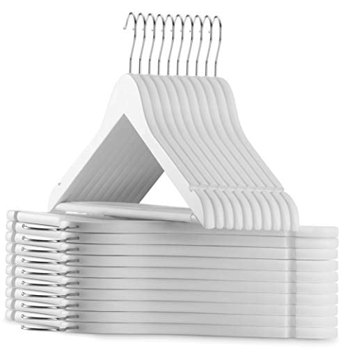 Zober Non Slip Wooden Suit Hangers 30 Pack Solid Wood Coat Hanger with 360 Swivel Hook and Notches White Walmart