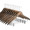 thumbnail image 1 of High-Grade Wooden Suit Hangers Skirt Hangers with Clips (10 Pack) Smooth Solid Wood Pants Hangers with Durable Adjustable Metal Clips, 360° Swivel Hook, Shoulder Notches for Dress Coat, Jacket, Blouse, 1 of 9