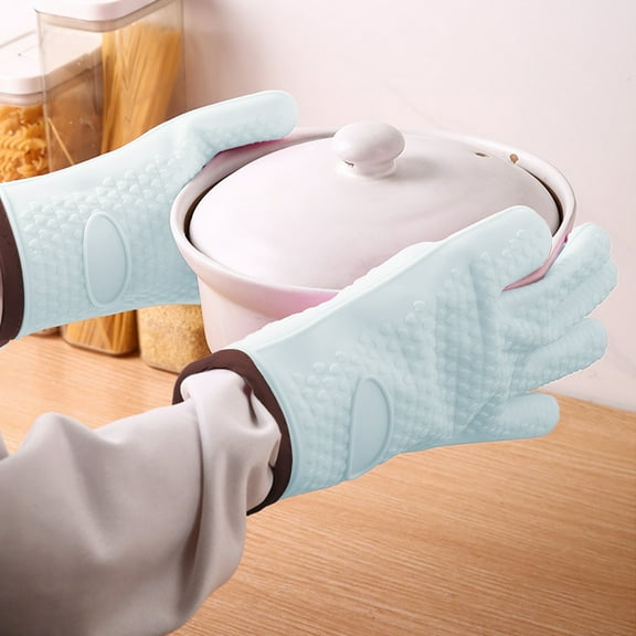 High Heat Insulation Gloves for Kitchen & Baking | Silicone Oven Mitts | Left & Right Hand Use | Soft & Easy to Clean