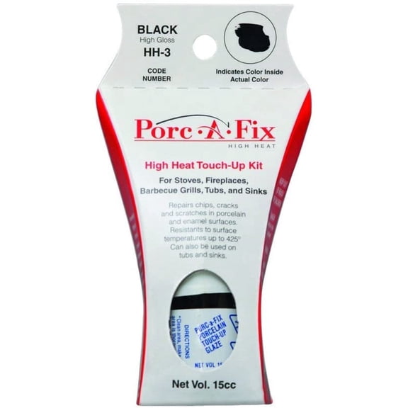 High Heat Porc-A-Fix Touch Up Repair Glaze Paint Kit to Match Gloss Black, HH-3