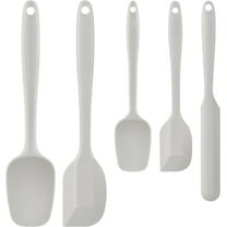 Food Grade Silicone Rubber Spatula Set, 5 Pcs BPA-Free Kitchen Cooking Baking Mixing Utensil Sets, High Heat Resistant Non Stick Dishwasher- Khaki