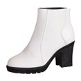 thumbnail image 1 of High Heel Ankle Boots Chunky Sole Casual Fashion Solid Color Back Zipper Round Toe Women's Short Boots for Winter Outdoor Wear, 1 of 9