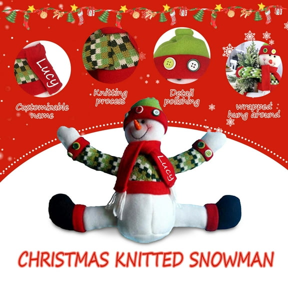 High Heel Christmas Tree Topper Hugger Tree Topper, Santa Holiday Tree Decoration, Personalized Knit Snowman Tree Top Ornament for Xmas Festivities