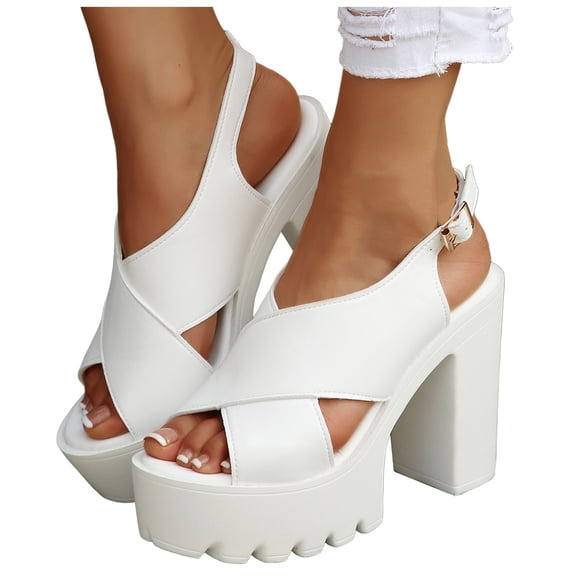 High Heel Dress Sandals for Women 2025 Fashion Casual Leather Platform Chunky Extra Heeled Slingback Sandals
