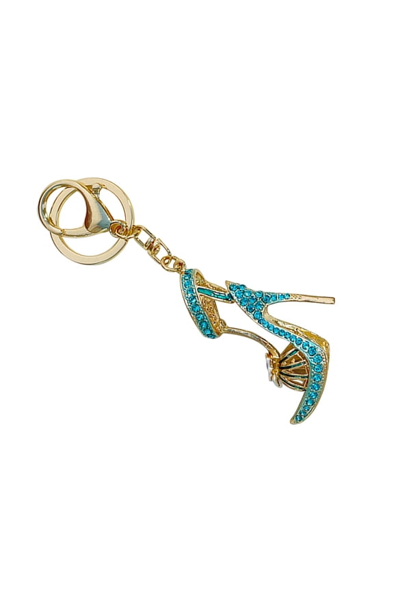 High Heel Key Ring Metal Purse Pendant Car Keychain Shoe Miss Blue
