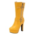 thumbnail image 1 of High Heel Mid-Calf Boots, Women's Casual Fashion Footwear, Solid Color with Buckle, I for Winter Outdoor and Indoor Wear, 1 of 8