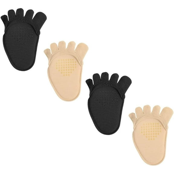 High Heel Pads Non- Slip Toe Half Socks Toe Topper Socks Woman Half Toeless Socks Women Flat Sock for Anti- wear Invisible Half Socks Grip Socks