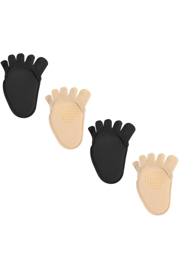 High Heel Pads Non- Slip Toe Half Socks Toe Topper Socks Woman Half Toeless Socks Women Flat Sock for Anti- wear Invisible Half Socks Grip Socks
