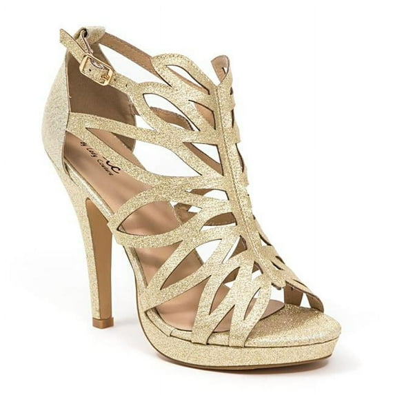 High Heel Platform Closed Back Sandal, Gold - Size 36