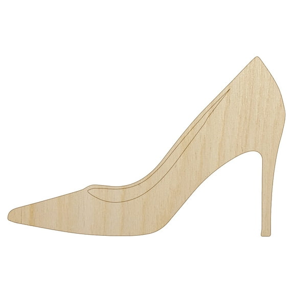 High Heel Pump Shoe Wood Shape Unfinished Piece Cutout Craft DIY Projects - 4.70 Inch Size - 1/8 Inch Thick
