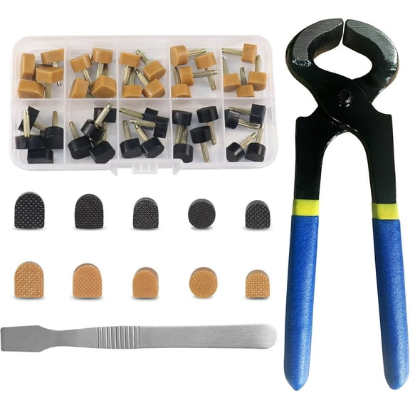High Heel Replacement Tips, Shoe Heel Repair - 20 Pairs of Heel Caps in 2 Colors with Removal Pliers, Round and U Shape Shoe Heel Repair Kit for Women's Shoes, 5 sizes (8-12.5mm)