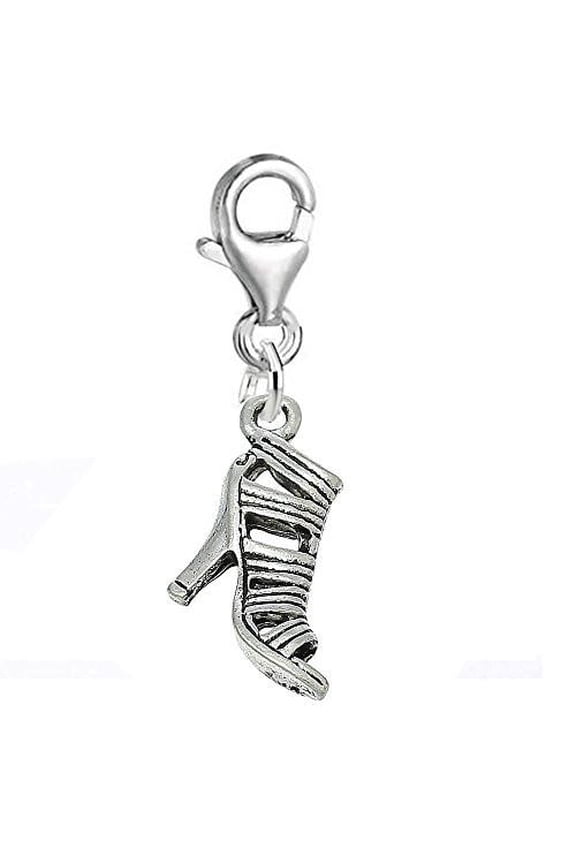 High Heel Shoe Clip on Pendant for European Charm Jewelry w/ Lobster Clasp