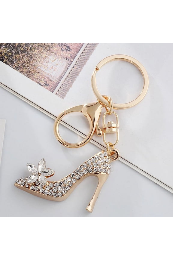 High Heel Shoe Keychain Crystal Purse Car Key Chain Bag Decorative Alloy Keyring