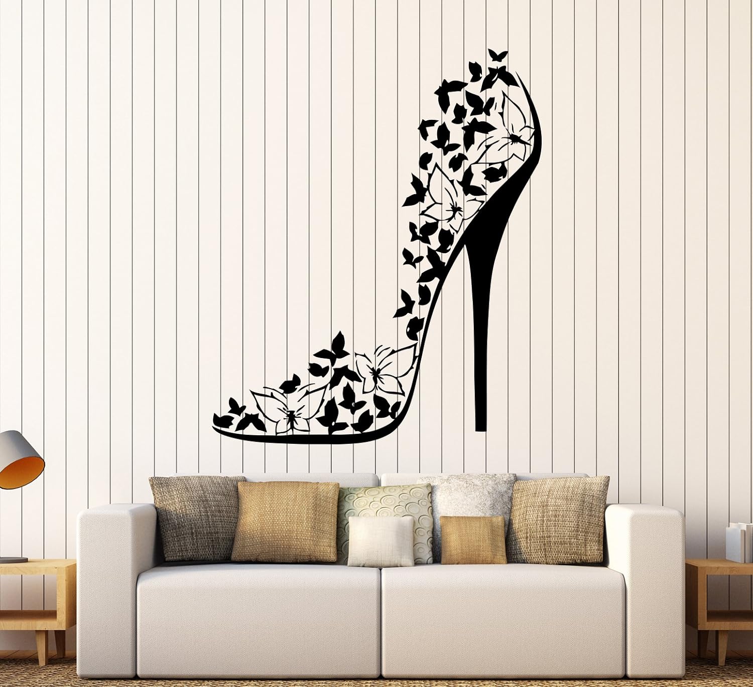 High Heel Shoe Stiletto Butterflies Swirls Fashion Decor Wall Mural