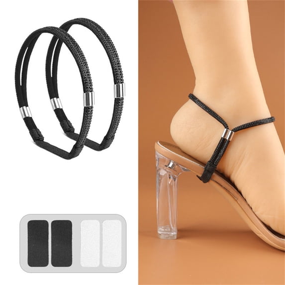 High Heel Shoe Straps, Czzoypi Elastic Rhinestone Heel Straps, Non-Slip Adjustable DIY Shoe Accessories for Secure Fit Blister Prevention