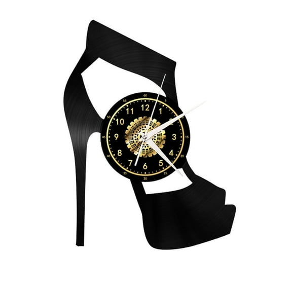 High Heel Shoes Vinyl Record Wall Clock Gifts for Holiday ,Handmade 12”Black Wall Clock Unique Gifts for Men Women for Birthday Wall Decor