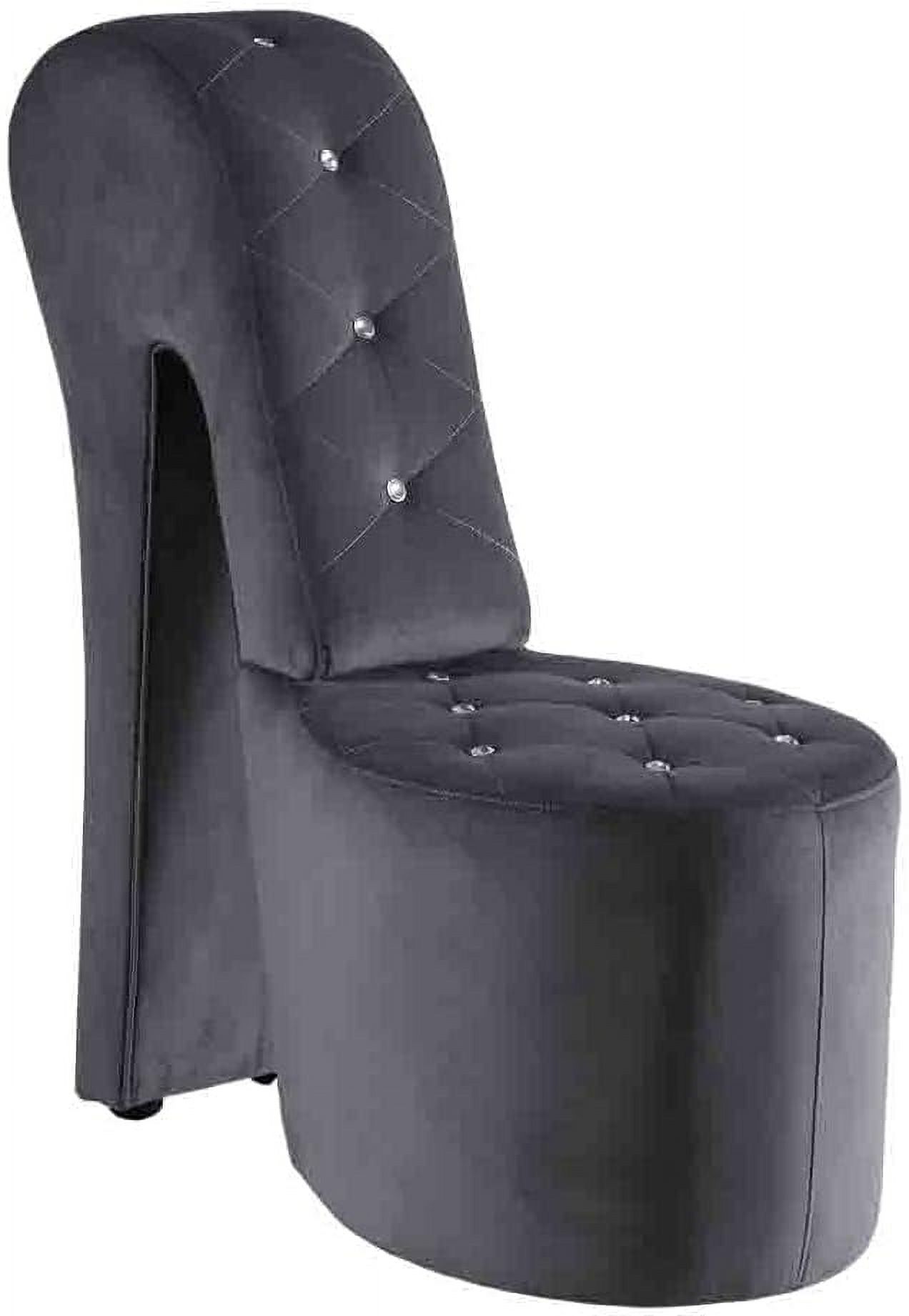 High Heel Velvet Shoe Chair With Crystal Studs, Grey - Walmart.com
