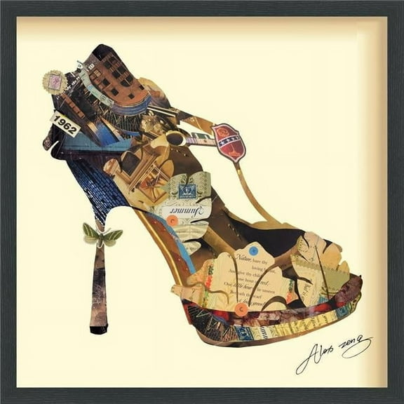 High Heeled - Dimensional Art Collage Hand Signed by Alex Zeng Framed Graphic Wall Art
