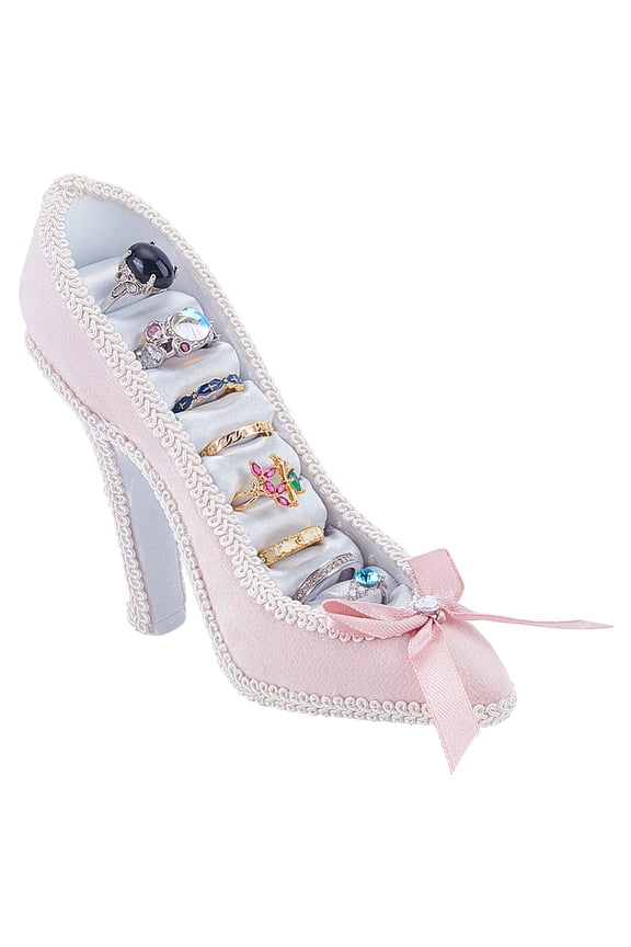 High Heeled Pink Shoes Earring Necklace Ring Jewelry Holder Ring Hang Display Stand Resin Crafts