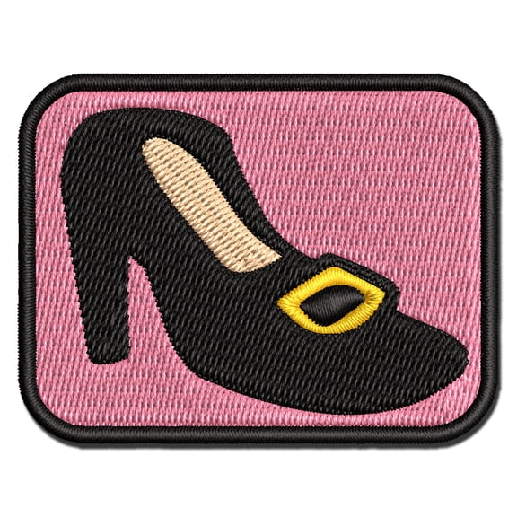 High Heeled Shoe with Buckle Applique Multi-Color Embroidered Iron-On Patch - 2.0 Inch Mini