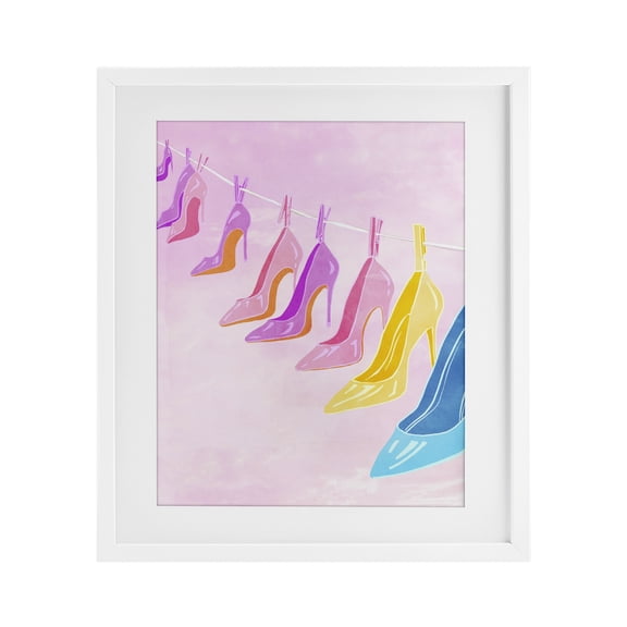 Stupell Industries High Heels On Clothesline White Framed Print Under Glass, design by Ziwei Li, 21 x 17