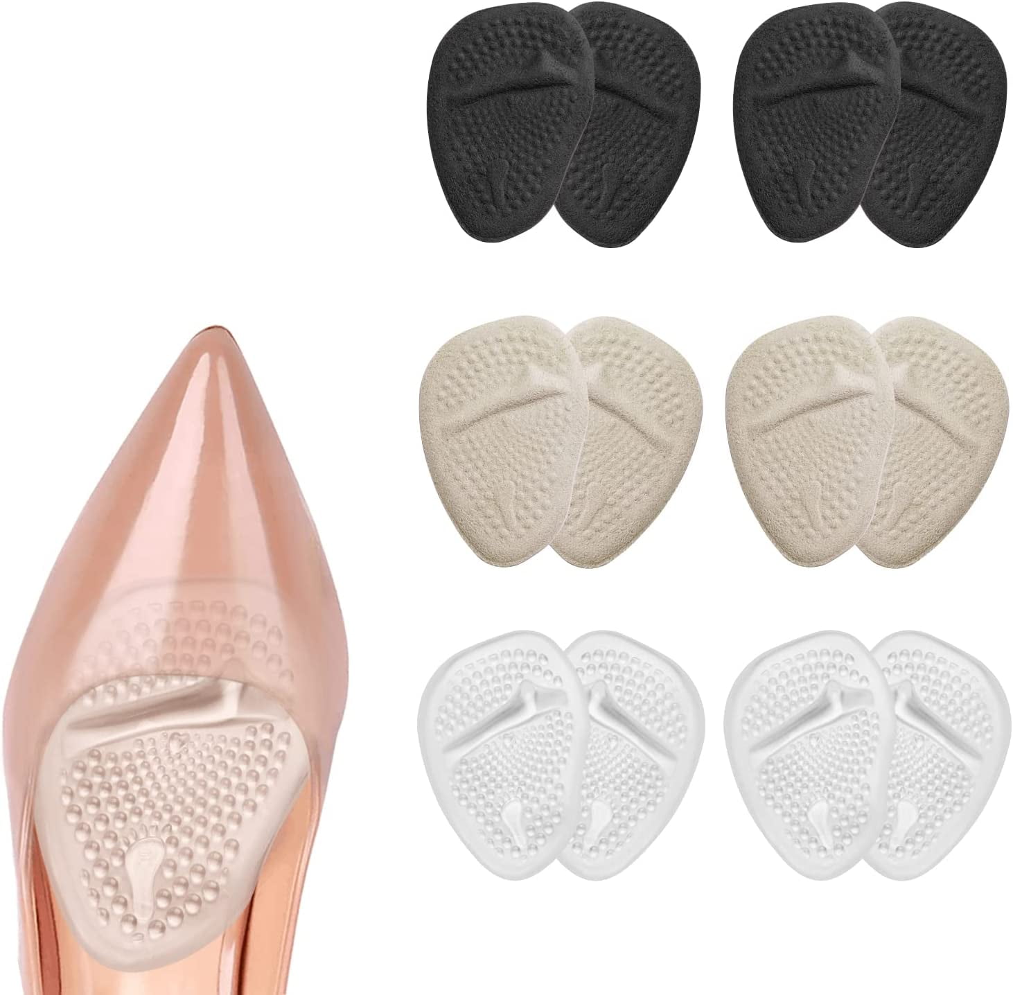 High Heels Pads, 6 Pairs Metatarsal Pads for Women, Reusable Ball of