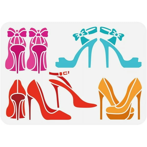 High Heels Painting Stencil - 8.3x11.7 Inch Reusable PET Plastic Knots Pattern Drawing Template - Ideal