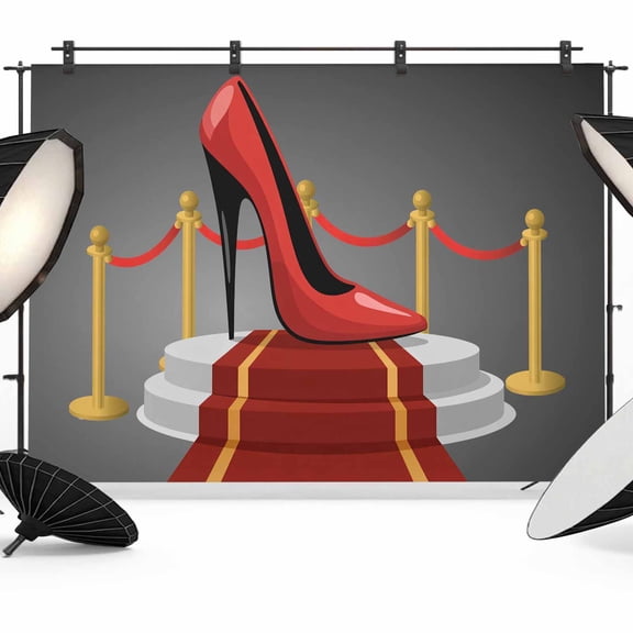High Heels Photography Backdrop 7x5FT, Stands Red Blanket Abstract Modern Photo Backdrops, Background for Photography Studio Photo Studio Background, Back Drop for Photoshoot