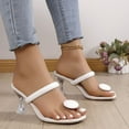 thumbnail image 1 of High Heels Shoes for Women Summer Peep Toe Block Heel Sandals Ladies Hollow Fashion Sandals White 6.5, 1 of 6