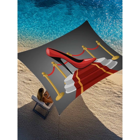 High Heels Sun Shade Sail 12' x 16', Stands Red Blanket Abstract Modern Rectangle Outdoor Sunshade Canopy, Waterproof UV Block Patio Covers for Garden Yard Beach