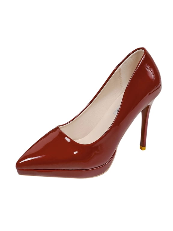 High Heels Women Pumps Pointed Toe Stilettos Heels Party Shoes Women's Fashionable and Casual Solid Color Shiny Heels Comfortable Slip on Shoes