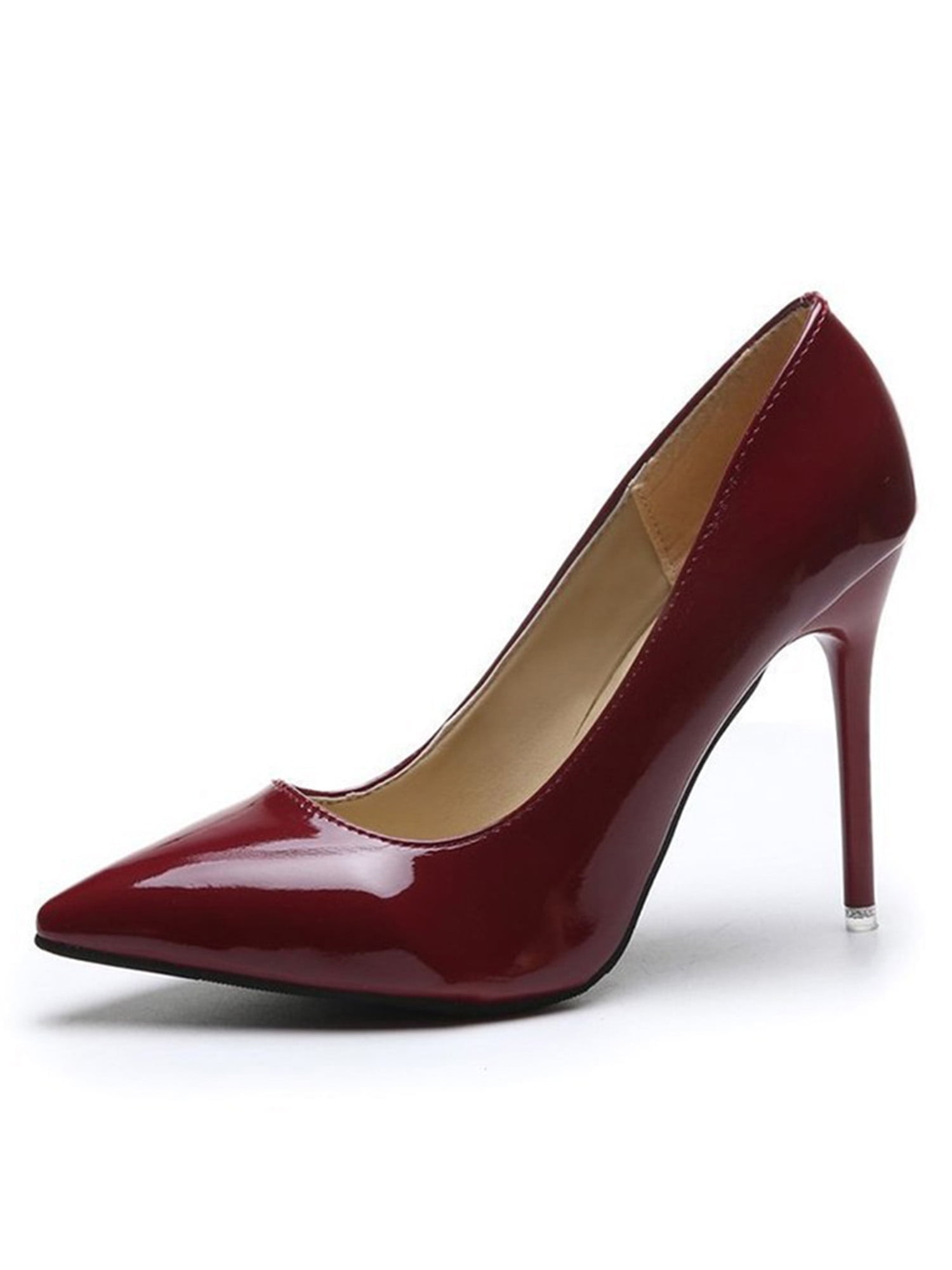 High Heels for Women Closed Toe Stillettos Heel Dress Shoes Wine Red 10 -  Walmart.com, image size:1500x2000