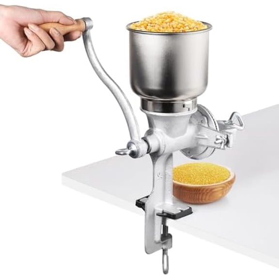 High Hopper Corn Grinder, Iron Grain Grinder Manual Coffee Grinder, Hand Grinder with Large Hopper for Barley Wheat Berries Coffee Chickpeas Pepper Dried Beans, Animals Feed Home Brewing