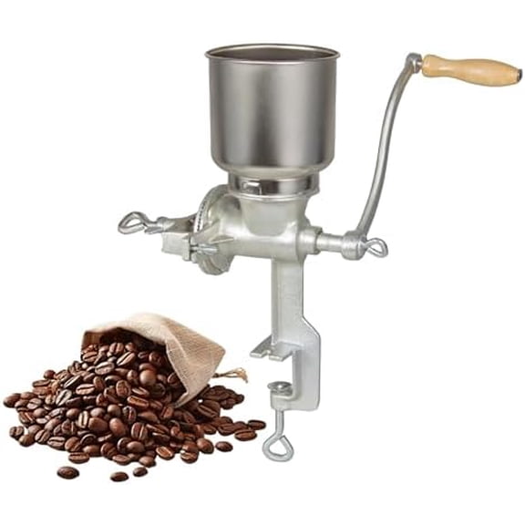 High Hopper Manual Coffee Grinder, Hand Crank Mill for Grains, Corn, Wheat & Spices - Adjustable Coarseness Settings, Cast Iron Construction, Large Capacity, Easy to Clean(XL)