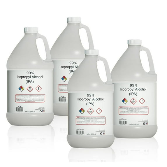 High Impact 99% Isopropyl Alcohol (IPA) Gallon - Made in The USA - Pack of 4