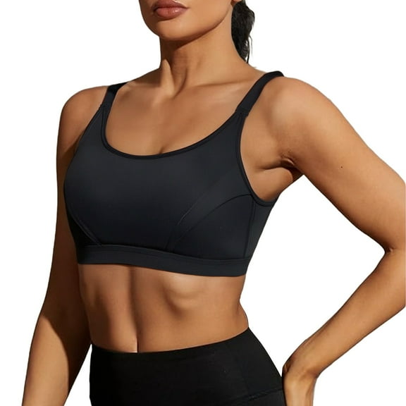 High-Impact Sports Bra - Full Coverage Anti-Bounce Yoga Bra with Wide Straps (Plus Size | EU/US Sizing) | Hontri | Running Absorbing And Comfortable Sports Bra for Women Anti Glare (Black | XL)