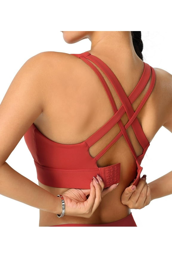 High Impact Sports Bra for Women - Criss-Cross Back, Molded Cups, Hook and Eye Closure - High Support Running Bra
