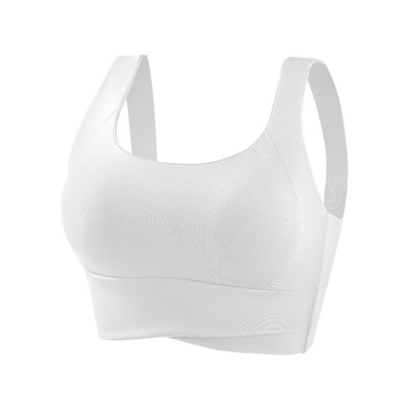 High Impact Sports Bras For Women Racerback Running Bra Workout Full Coverage Push Up Sports Yoga Top Basic Bra (S, White)