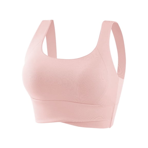 High Impact Sports Bras For Women Racerback Running Bra Workout Full Coverage Push Up Sports Yoga Top Basic Bra (XL, Pink)